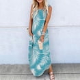 thumbnail image 1 of SMihono Robe Maxi Bohème d'Été pour Femmes Grande Taille Robe Longue Imprimée Sans Manches Col Rond Robe de Plage, 1 of 5