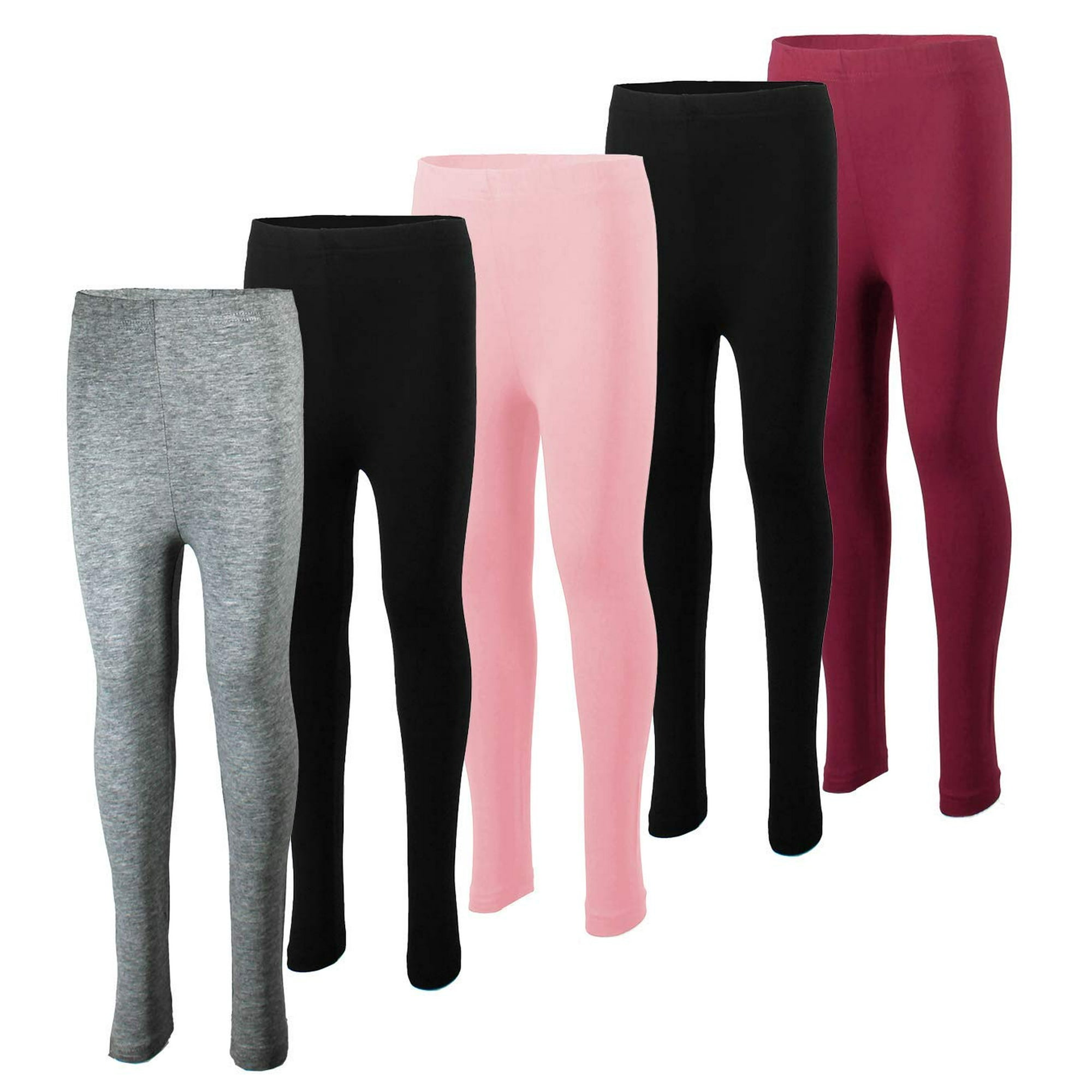 MISS POPULAR 5 Pack Girls Leggings Sizes 4 16 Soft Comfortable Cotton Spandex with Elastic Waistband Many Colors Pack 4 10 12