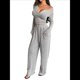 thumbnail image 1 of Conjuntos de Dos Piezas de Otoño para Mujer, Camiseta de Larga con Cuello en V y Pantalones Anchos, Conjuntos de Chándal Informal. Gris S, 1 of 9