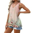 thumbnail image 6 of Fartey Floral Tank Tops for Women Vintage Summer V Neck Sleeveless Shirts Loose Fit Side Slit Hem Flowy Tanks Lightweight Casual Holiday Camisoles Multicolor XL, 6 of 8