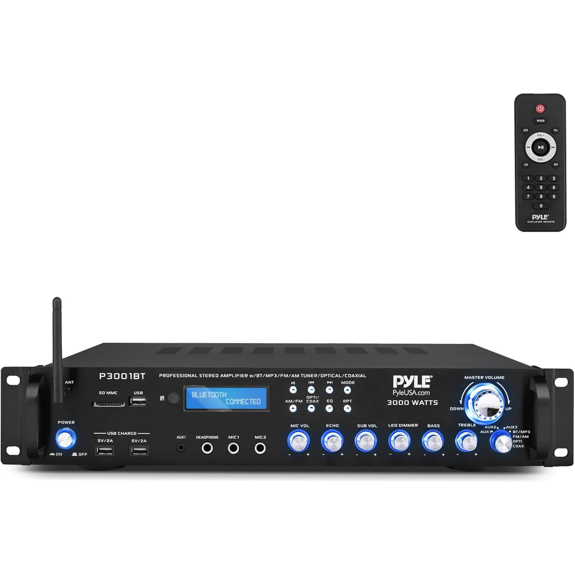 Pyle 3,000 Watt Multi Channel Bluetooth Home Theater Hybrid Amplifier Receiver