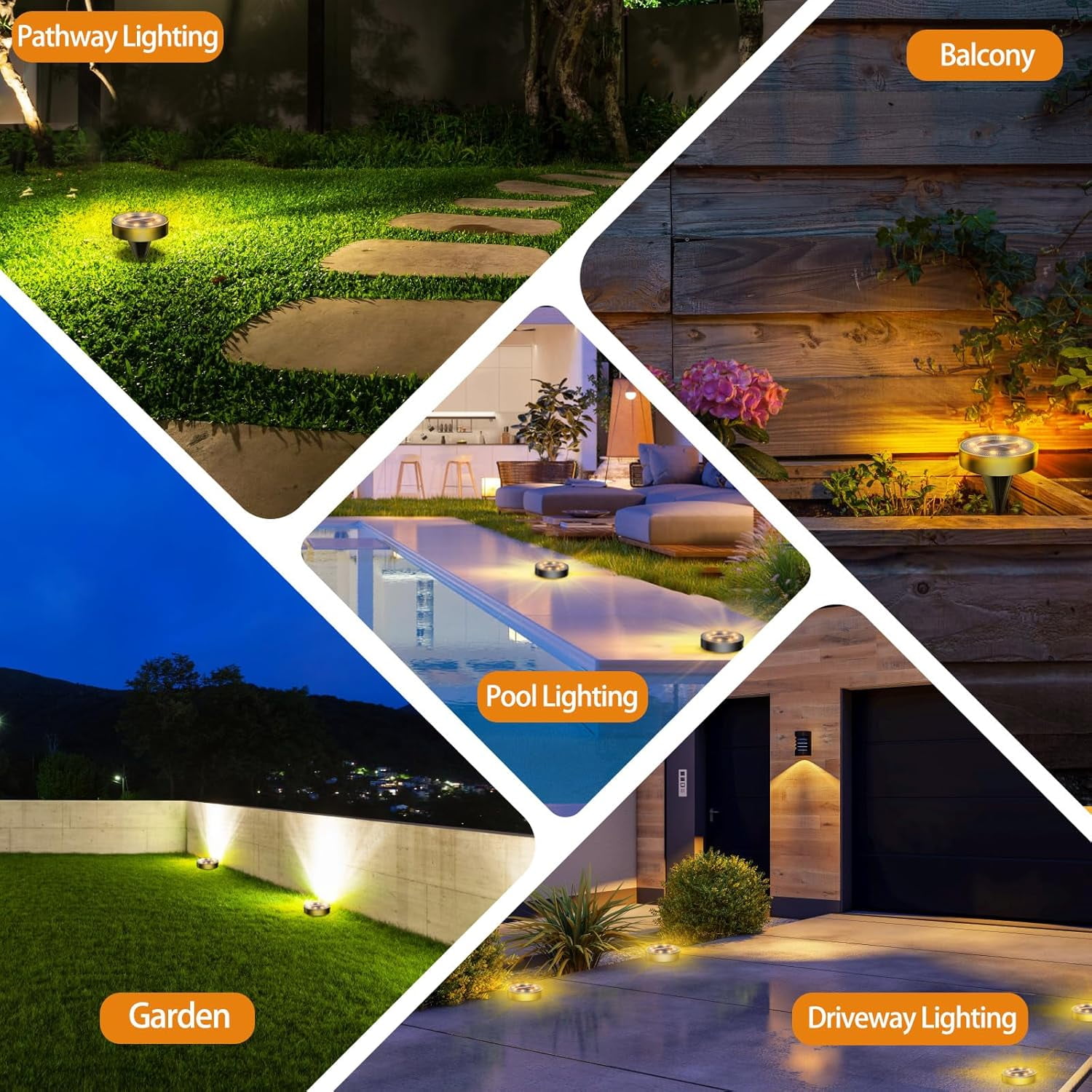 BN-LINK Solar Ground Lights, Waterproof Solar Garden Lights, Outdoor Garden Waterproof Lights, Landscape Lights for Outside Patio Pathway Yard Lawn Driveway Deck Step Walkway(12 Pack White Light)