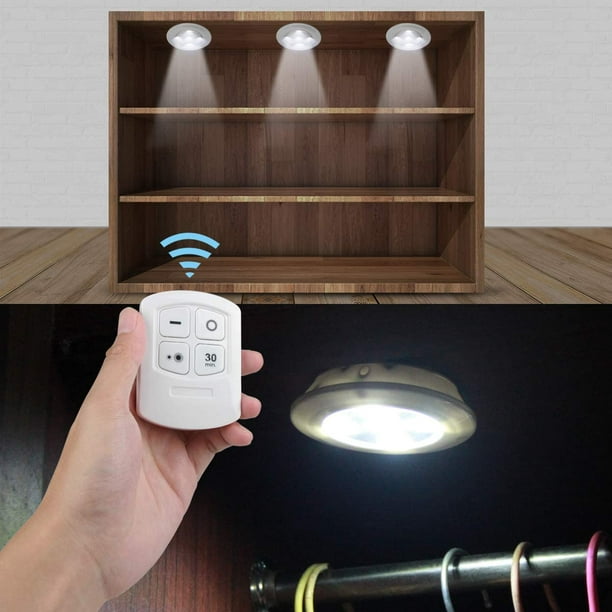 éclairage d'armoire LED avec télécommande, éclairage d'armoire 3 pièces d' éclairage d'armoire éclairage