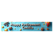 LUUFILx Personalized Retirement Themed Banner with Airplane Camera Balloon Elements Happy Retirement Decors Party Backdrop Photography Props for Retirement Parties Celebrations Gatherings