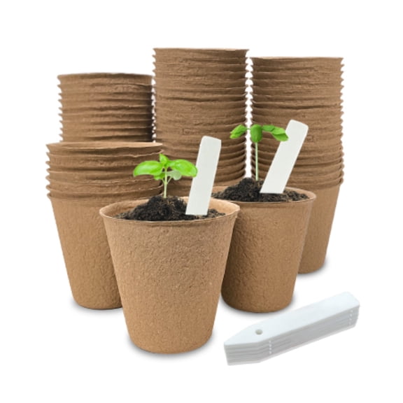 DKLYHW 40PCS 3.15 Inch Peat Pots, Biodegradable Eco-Friendly Round Plant Seedling Starters Kit, Seed Germination Trays for Flower Vegetable