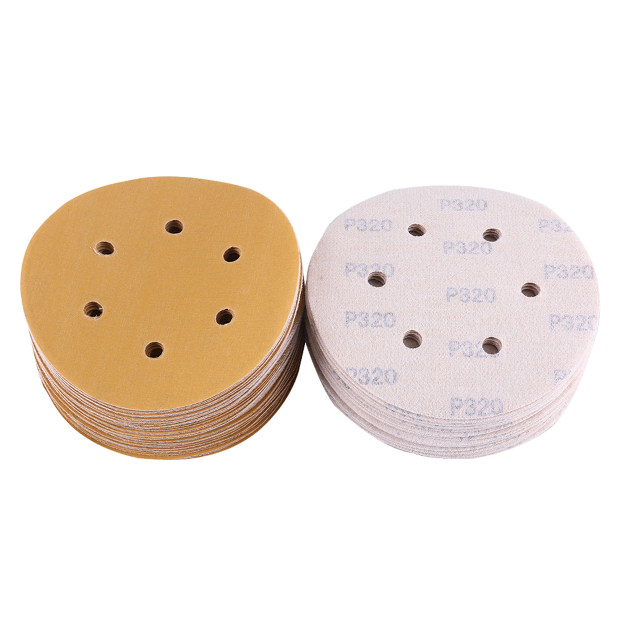 50 Pack 320 Grit 6/" Inch Hook and Loop Sanding Discs Orbital DA Sanding Paper