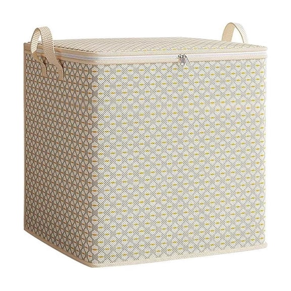 Extra Large Fabric Storage Bin with Lid, Zipper Closure and Carry Handles, 110L (29 Gallon), Beige Wave Pattern, for Closet Organization and Moving