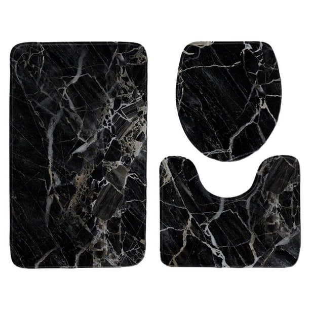 Juego de alfombras de baño con pedestal, suave, absorbente de agua, de mármol, lavable B