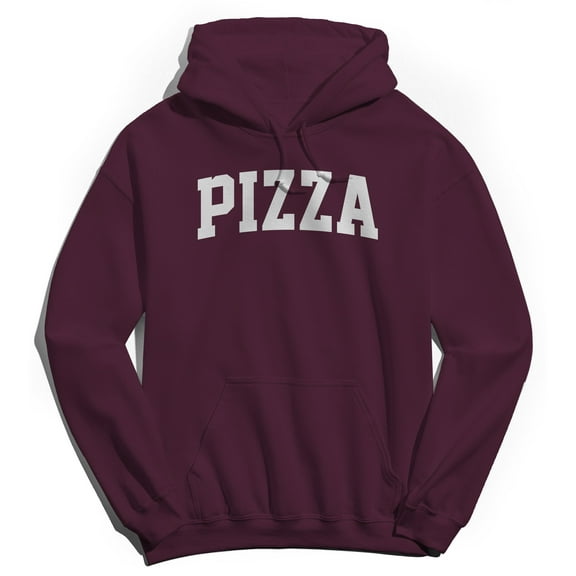 Pizza Graphic Maroon Men's Cotton Pullover Hoodie