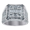 thumbnail image 4 of Auriga Fine Jewelry 925 Sterling Silver Round Baguette Cubic-Zirconia Square Head Ring Size 12 for Men, 4 of 6