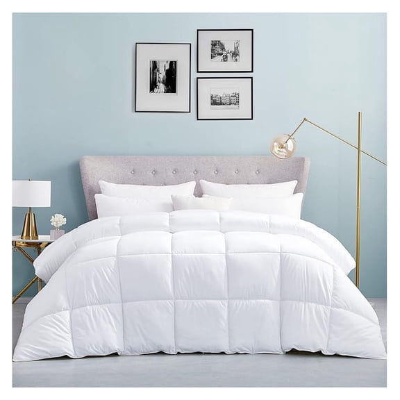 Luxurious King/California King (Cal King) Hard-to-FIND 90 Oz Fill Weight Goose Down Comforter, 600 Thread Count 100% Egyptian Cotton Cover, 750 Fill Power, Solid White Color