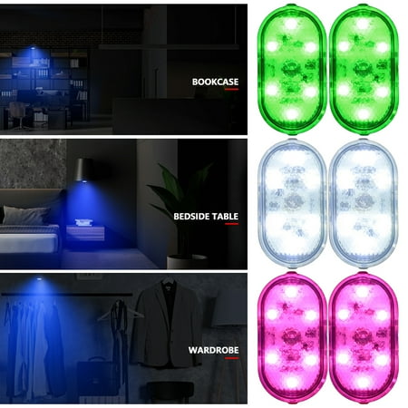 

Car Atmosphere Lamp LED Car Interior with 6 Bright LEDs Night Reading Light USB Rechargeable Car Attraction Light for Checking Car Condition Armrest Box Door 2pcs Multi-color