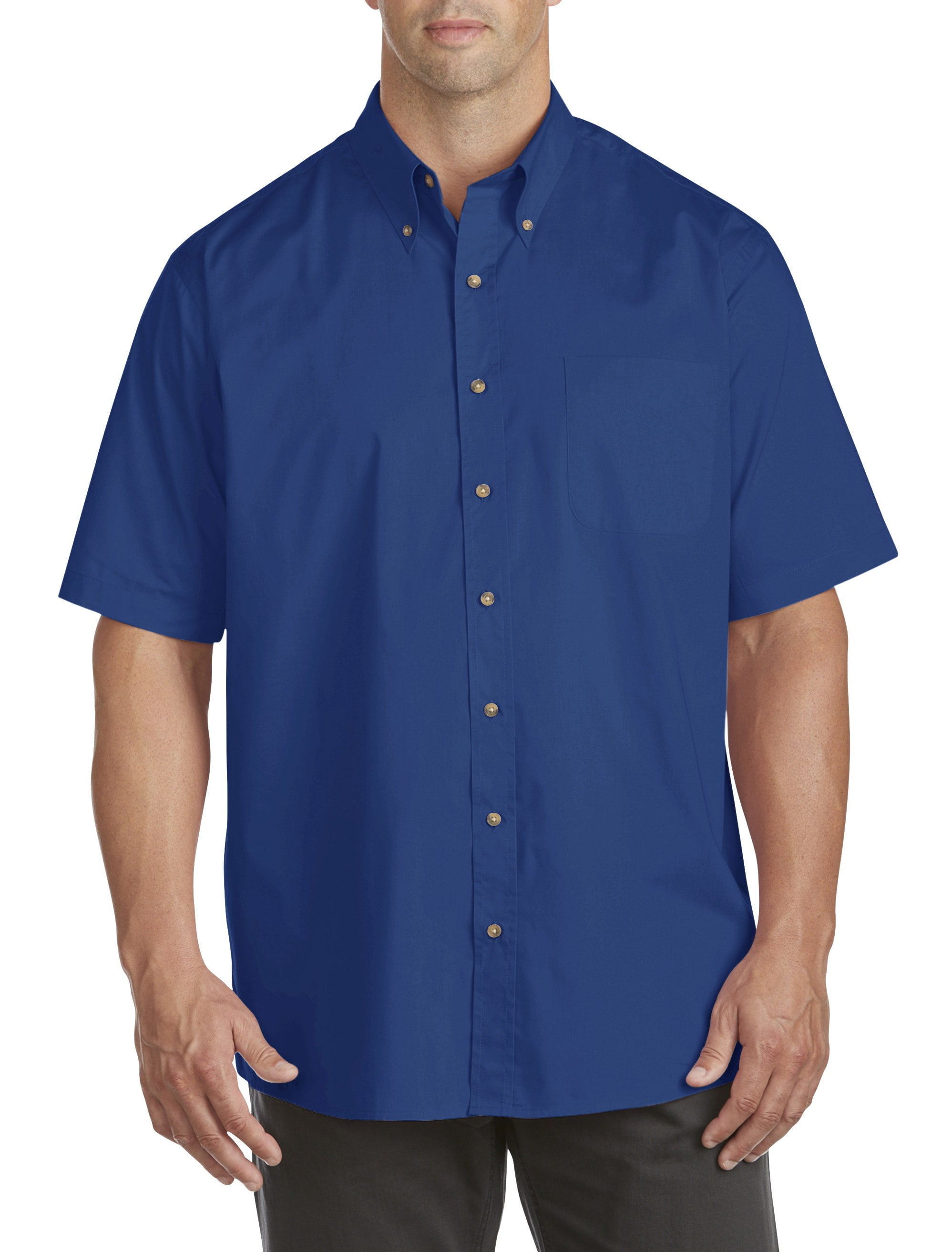 Harbor Bay by DXL Big and Tall Men's Easy-Care Solid Sport Shirt