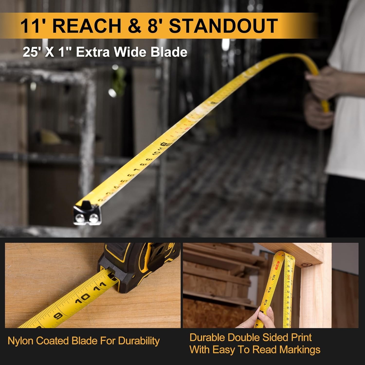 2-in-1 Laser Tape Measure, 135Ft Rechargeable Measurement Tool & 16Ft Measuring Movable Magnetic Hook - , Area, Volume, Ft/Ft+in/in/M Unit NOT Digital