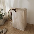 thumbnail image 5 of TABLZONE Wood Handle Laundry Basket Beige Cotton Linen for Home Large Capacity Organizer, 5 of 6