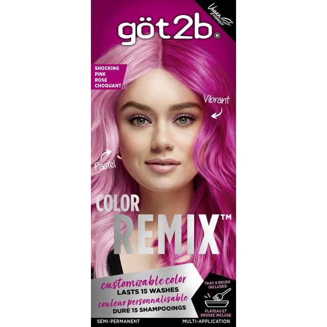 Got2b Color Remix, Customizable Semi-Permanent Hair Color, Shocking Pink
