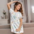 thumbnail image 3 of Yiaed Cute Tennis Rackets Print Women's Loose-Fit Short Sleeve Nightgown, Soft and Comfortable Sleep Dress for Relaxation and Sleepwear, 3 of 6