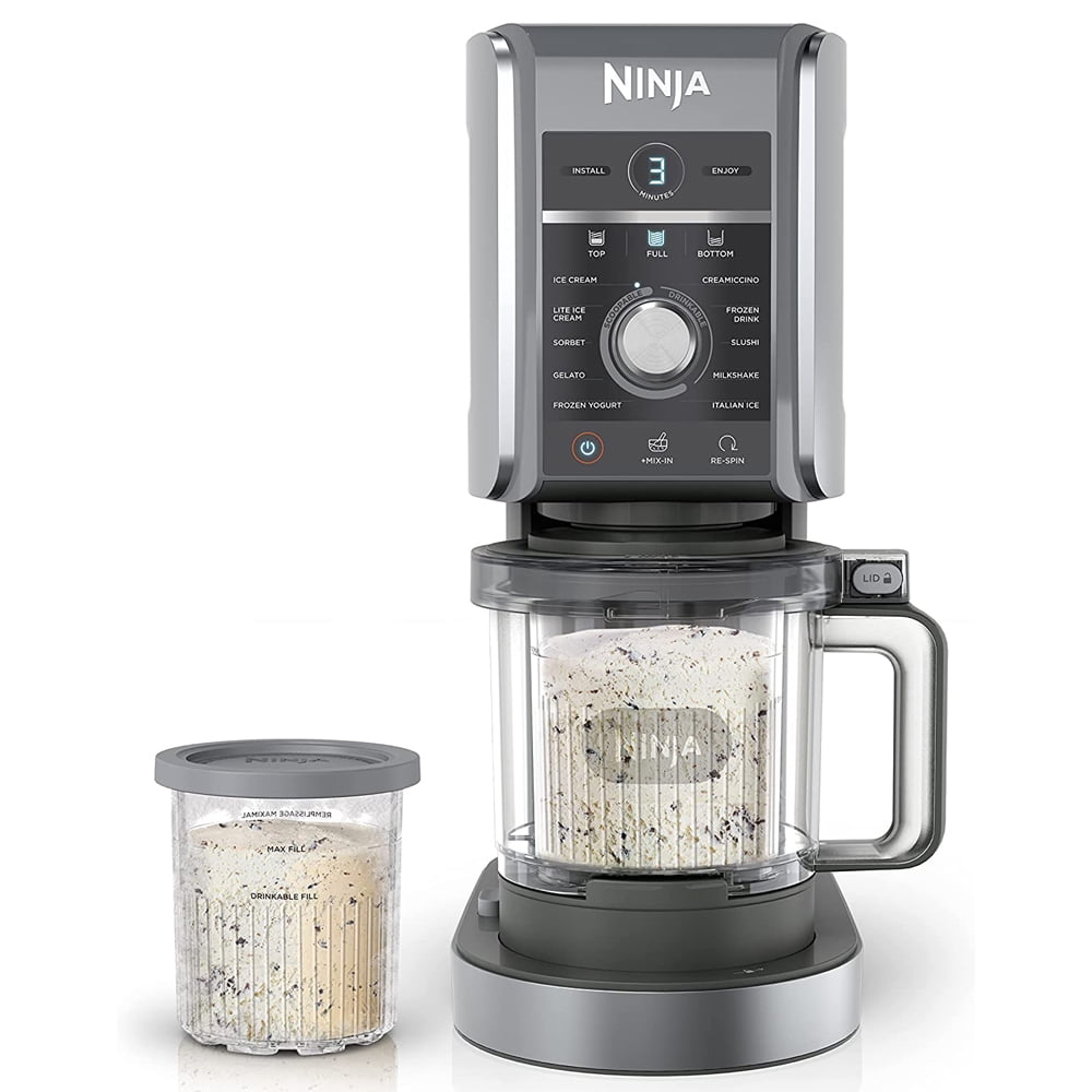 Restored Ninja NC501 CREAMi Deluxe 11-in-1 XL Ice Cream Maker Silver Bundle with 2 YR CPS Enhanced Protection Pack (Refurbished)