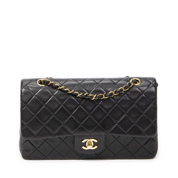 Pre-Owned Chanel Black Classic Double Flap 26 Shoulder Bag Quilted Lambskin Leather