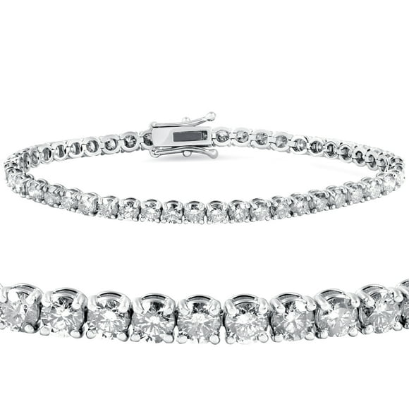 18k White Gold 8Ct TW Round-Cut Natural Diamond Women's 7" Tennis Bracelet