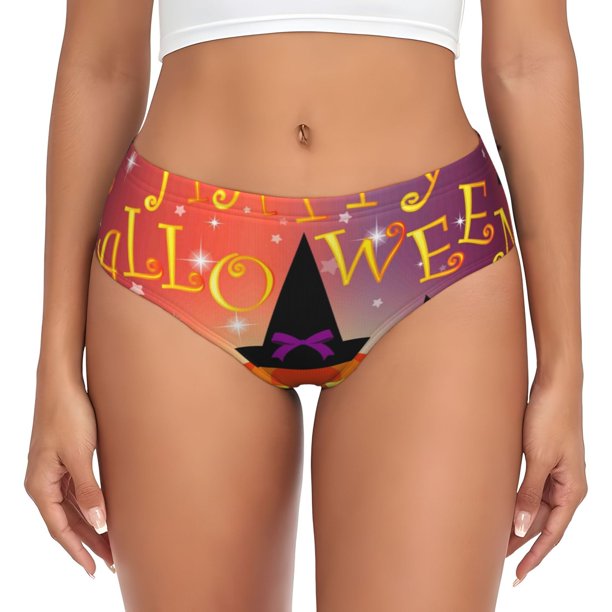 Fotbe Halloween Calzones Estampados para Mujer – Ropa Interior de Algodón, Cómoda, Suave y Elástica-Medium