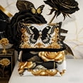 thumbnail image 5 of Manfei Wild Butterfly Bedding Sets Queen with Comforter for Girls, Vintage Damask Duvet Insert, Gold Rose Flower Comforter Sets Queen Size, Microfiber Bedroom Decor, 3pcs Reversible, 5 of 7