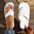 thumbnail image 3 of Rokment Platform Flip Flops Dress Sandals for Women 2026 Fashion Casual Leather Thick Sole Cushioned Slip on Thongs Beach Summer Comfort Walking Flat Slippers White Size 7, 3 of 9
