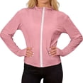 thumbnail image 4 of Stichou Women's Plus Size Sun Shirts Full Zip Long Sleeve Shirt Hiking Workout Athletic Thumb Holes Clothing Pink XL, 4 of 6
