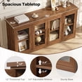 thumbnail image 2 of LAUSAINT HOME 66'' Large Sideboard Buffet Cabinet with Storage, Kitchen Storage with Glass Doors & Adjustable Shelves, Accent Farmhouse Wood Coffee Bar Table for Kitchen, Living Room, 2 of 9