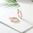 thumbnail image 4 of Gem Stone King 18K Rose Gold Plated Silver Women Hoop Earrings White Created Sapphire White Diamond (1.56 Cttw, Round Cut, 3/7 inch Diameter), 4 of 4