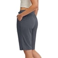 thumbnail image 5 of Hurxie Comfy Bermuda Shorts for Women Sweat Knit Long Shorts Knee Length Jersey Shorts for Lounge Casual Gray,3XL, 5 of 6