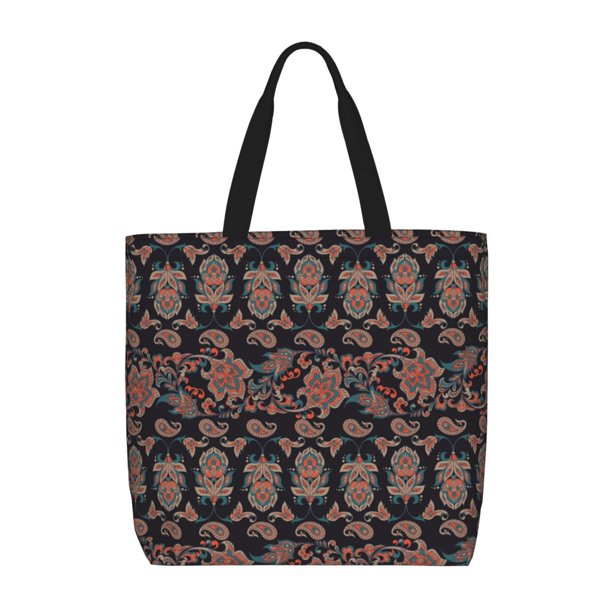 Fotbe Retro Floral Bolsa Tote con Estampado para Mujer, Bolsos con Cremallera, Bolsa de Hombro Casual de Gran Capacidad con Bolsillos Internos