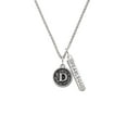 thumbnail image 2 of Delight Jewelry Silvertone Antiqued Round Seal - Initial - D - Silvertone Fearless Bar Charm Necklace, 23", 2 of 4