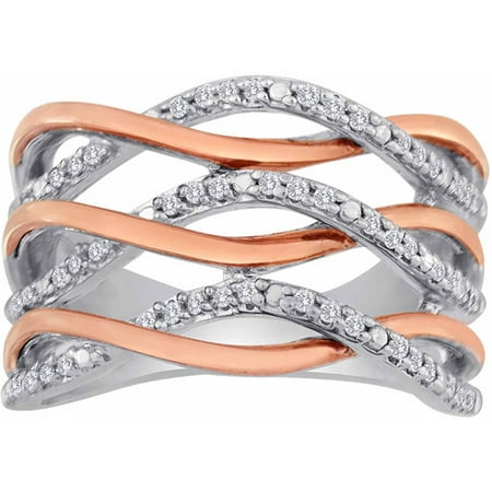 1/4 Carat T.W. Diamond 10kt Rose Gold Accent over Sterling Silver Fashion Ring