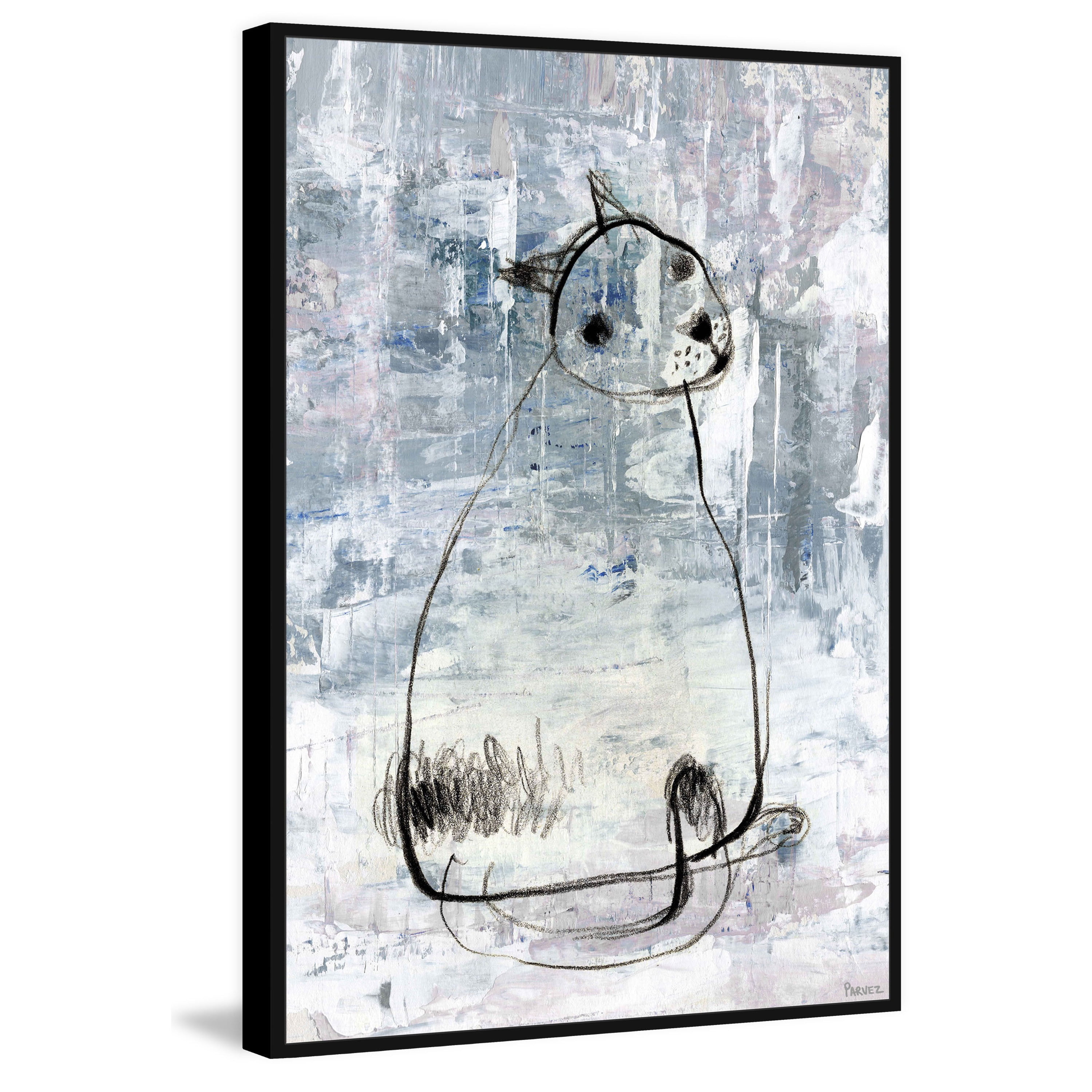 Cat Outline Floater Framed Painting Print on Canvas