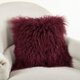 thumbnail image 2 of SARO 3564.EG16S 16 in. Square Wool Mongolian Lamb Fur Throw Pillow  Eggplant, 2 of 3
