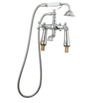 KFFKFF Clawfoot Tub Faucet, Deck-Mounted Bathtub Faucet with Handheld Shower, Classic Polished Chrome Tub Filler with 360° Swivel Spout & 59-Inch Hose for Bathtubs
