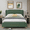 Green, variant on Harper & Bright Designs King Size Leather Platform frame with Wingback Headboard & Footboard, PU Upholstered Bedframe with Solid Wooden Slats Support, Green