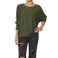 thumbnail image 1 of TheMoogan Women's Closet-Essential Drapey 3/4 Dolman Sleeve Boat Neck Relaxed Ribbed Top, 1 of 7