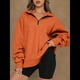 thumbnail image 4 of Sudadera de Entrenamiento de con Media Cremallera para Mujer, de Gran Tamaño, de Larga, Color Liso, con Hombros Caídos. Naranja Rojo S, 4 of 5