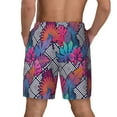 thumbnail image 3 of Kdxio Tropical Leaves Print Men's Swim Trunks with Compression Liner 7 Inch Inseam Quick Dry Swim Shorts, 3 of 7