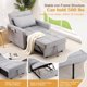 thumbnail image 3 of Sofá cama 3 en 1 plegable para salón – Respaldo ajustable, tapizado en lino, diseño compacto con bolsillos laterales – Ideal para invitados y espacios reducidos – Color gris claro, 3 of 7