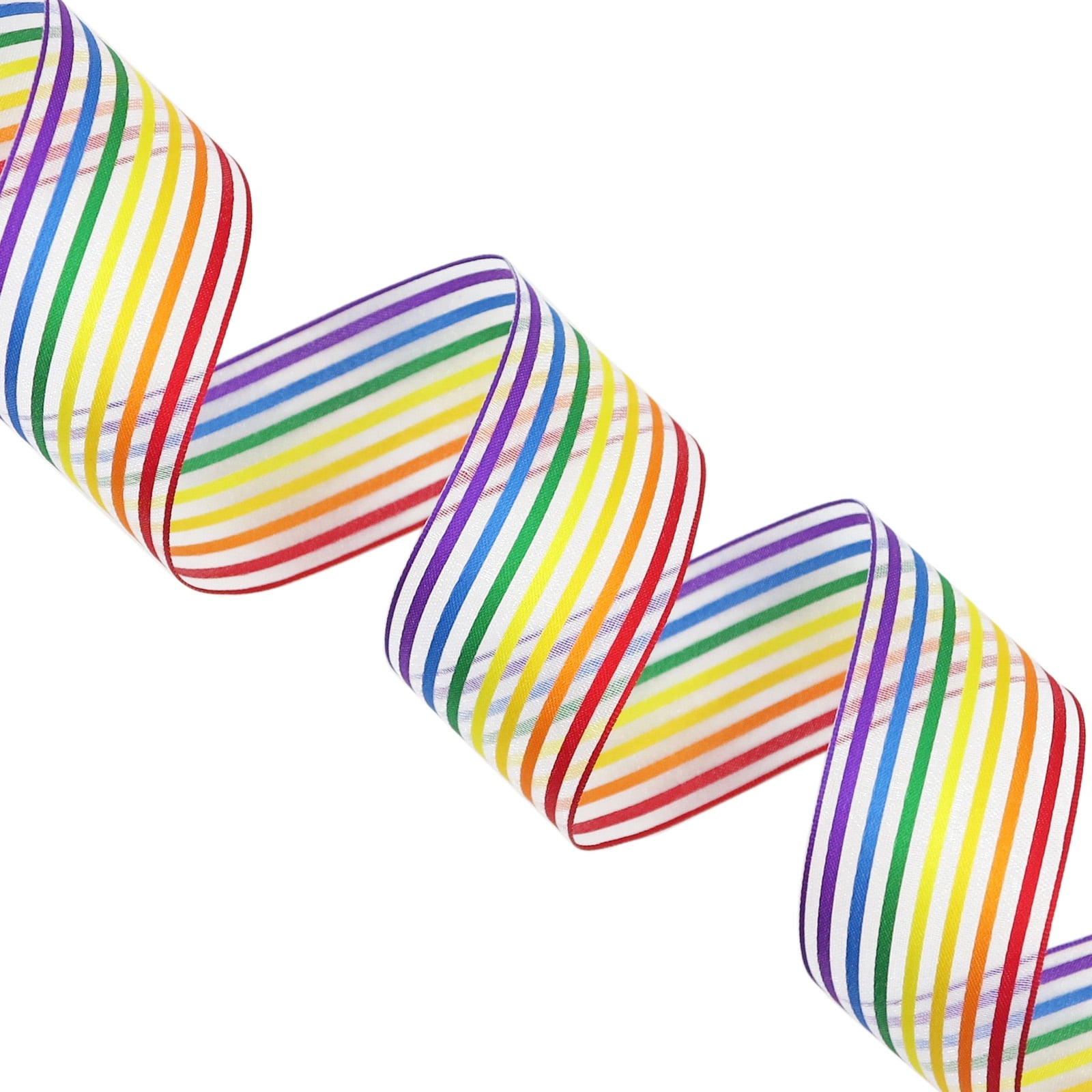 12 Pack: 1.5" x 3yd. Sheer Wired Rainbow Striped Ribbon by Celebrate It 360°