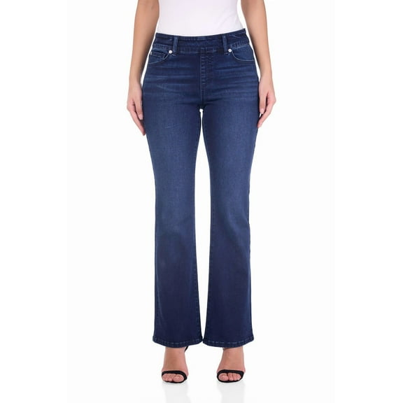 Rekkuna Women's Pull-On Super Stretchy and Soft Bootcut Jean (6, Dark Wash Sandblast)