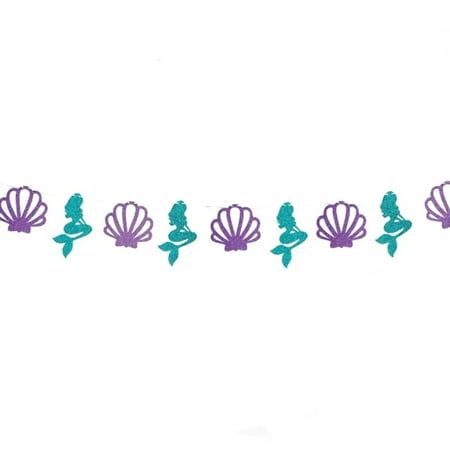Mermaid Tail Party Headband Happy Birthday Bunting Banner Mermaid Birthday Party Decoration Girl Baby Shower Under the Sea Party