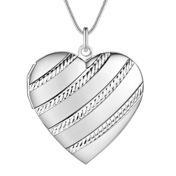 EOEMY 925 Sterling Silver Charms Heart Necklace Jewelry Noble Fashion Women Wedding