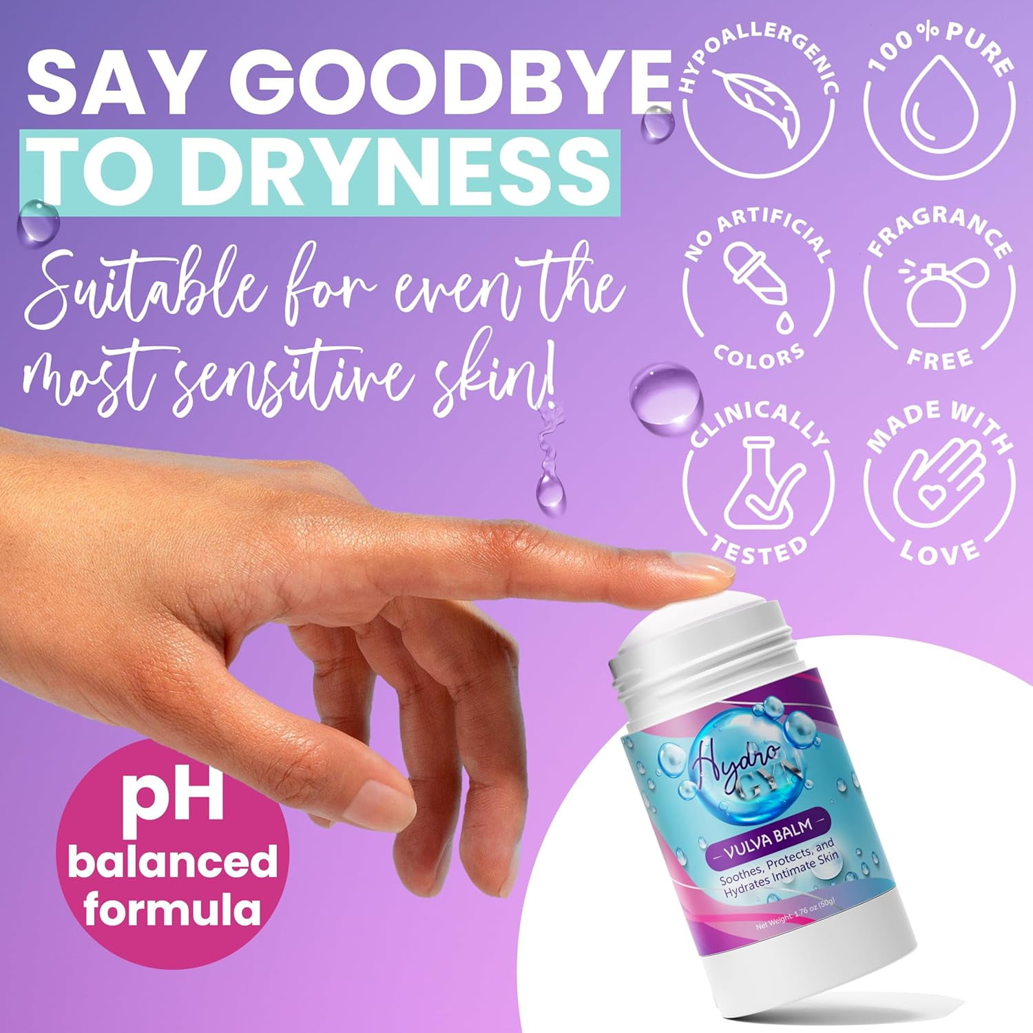 HydroGyn Vulva Balm | Vaginal Moisturizer for Women | Feminine Intimate Care Balm for Dryness, Itching & Comfort Support | Hormone-Free pH Balanced Daily Intimate Skin Care