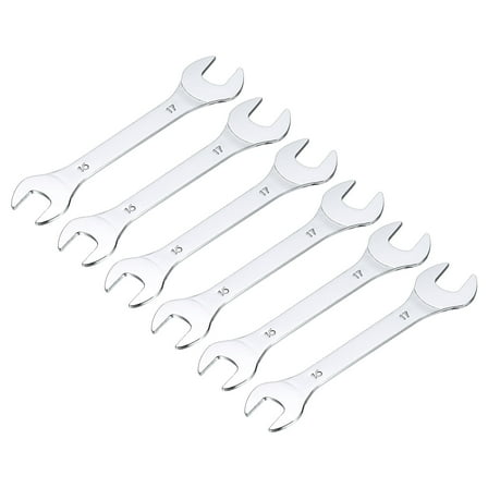 Thin Open End Wrench, 16mm x 17mm Metric Chrome Plated High Carbon Steel, 6 Packs