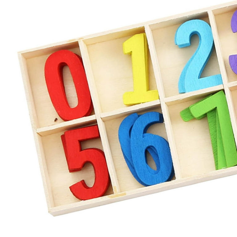 50 Pieces Wooden Numbers 0 to 9 Early Learning Wood Embellishments Displays Multicolor, Size: Various