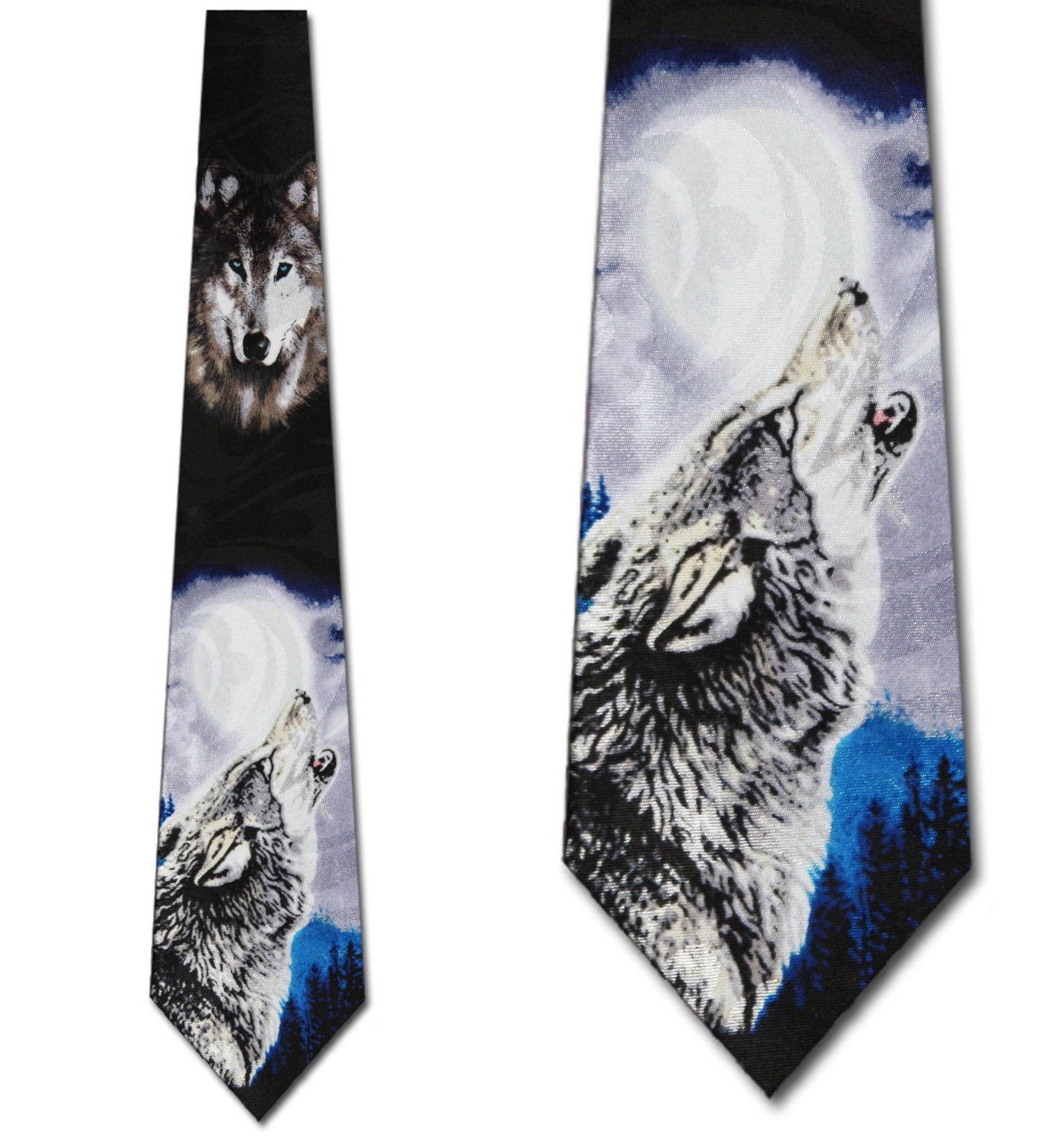 One Size Neck Tie Steven Harris Wolf Pack Full Moon Night Sky Necktie